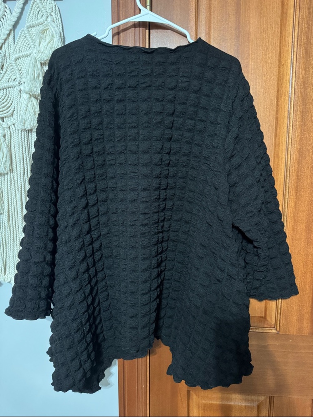Zadie B. Black Textured Waffle Knit Top with Front Tie Detail - Picture 3 of 3